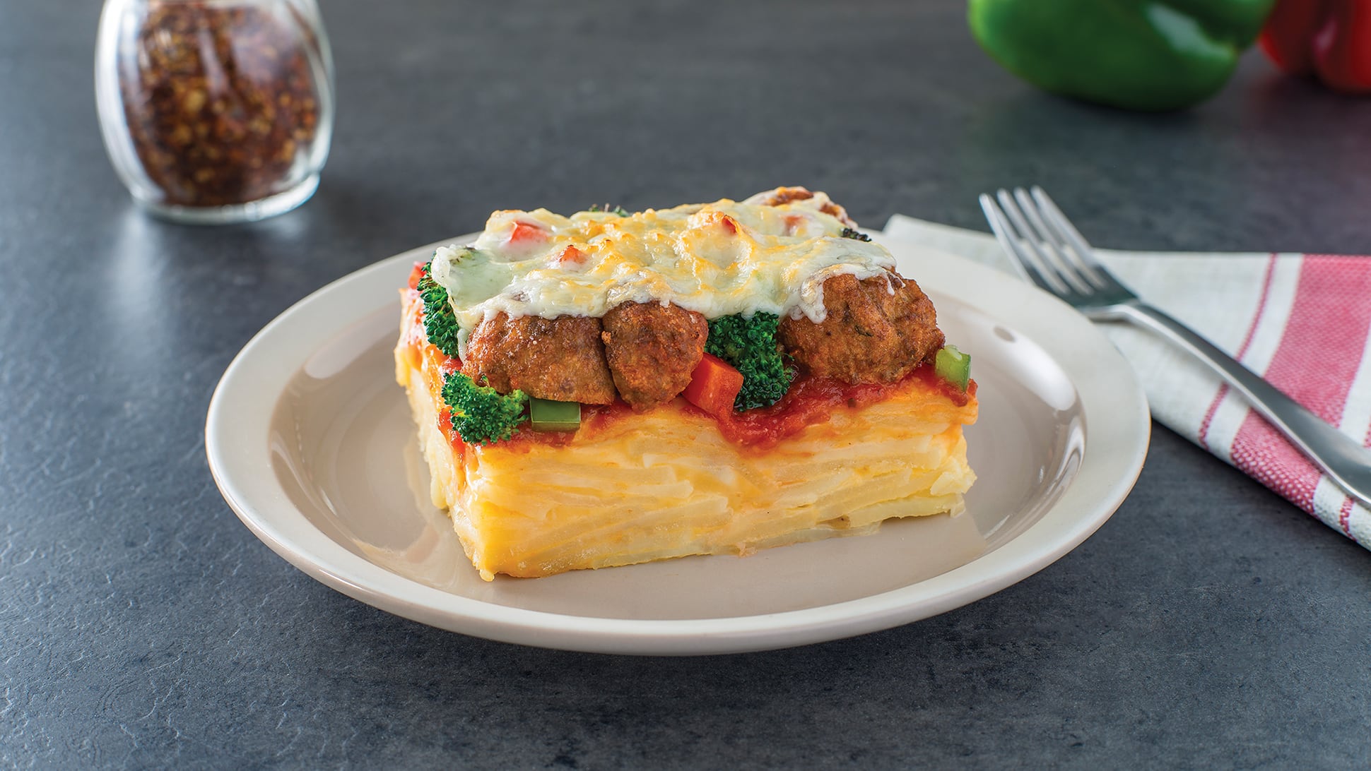 Au Gratin Meatball Pizza