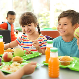 Kids Eating Idahoan Mashed Potatoes for lunch