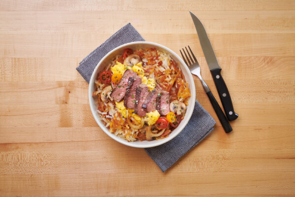 Steak and Eggs Hash Brown Bowl