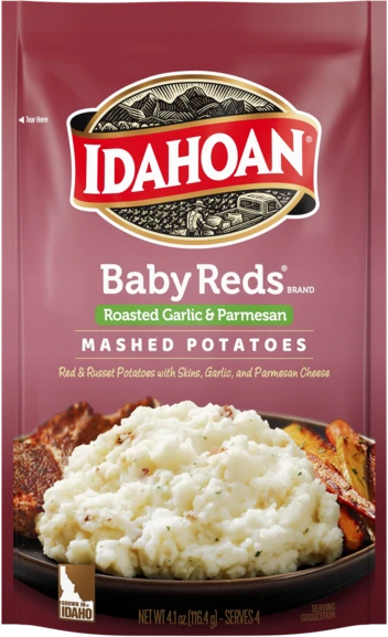 Idahoan® Baby Reds® with Roasted Garlic & Parmesan Mashed Potatoes, 10/4.1 oz. pchs