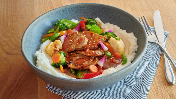 Sweet Chili Pork Bowl with Creamy Mashed Potatoes