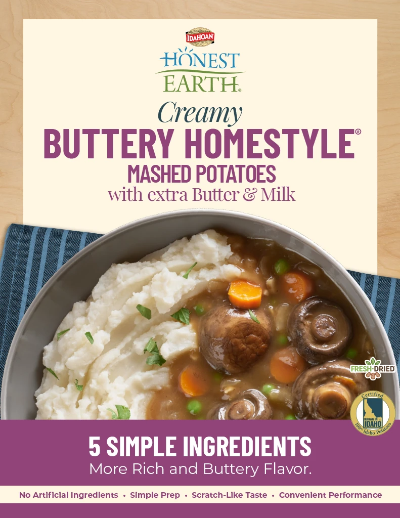 Idahoan Honest Earth Creamy Buttery Homestyle Mashed Potatoes Sell Sheet