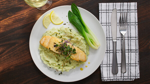 Seared Halibut with Wasabi Mashed Potatoes