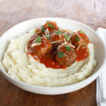 Italian Meatballs over Mashed Potatoes