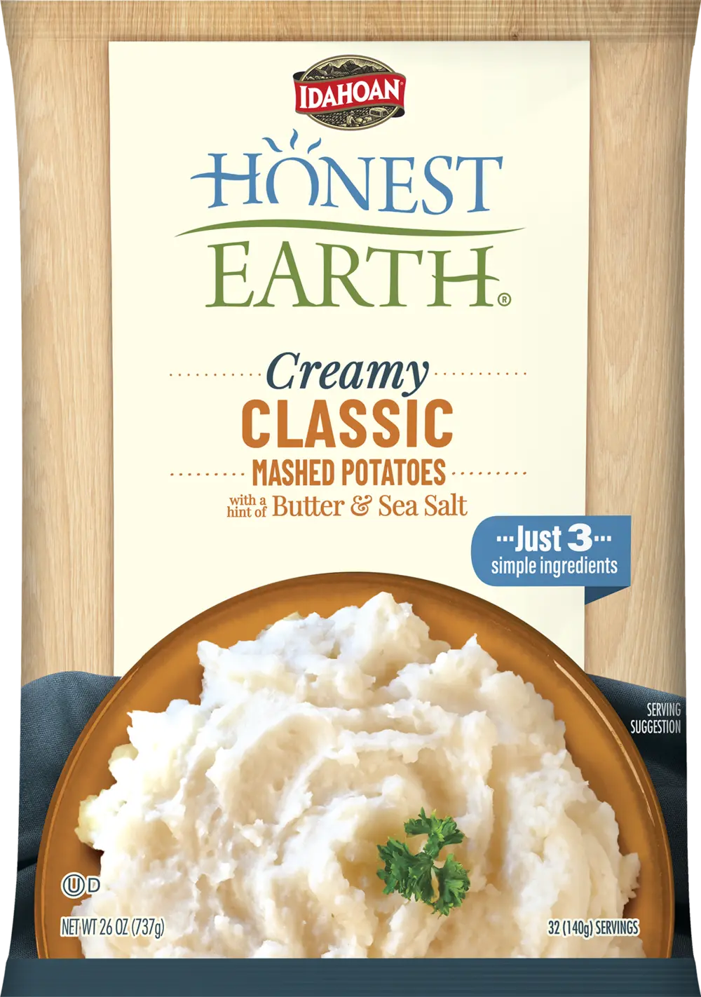 Honest Earth® Creamy Classic Mashed Potatoes with a hint of Butter & Sea Salt, 12/26 oz. pchs