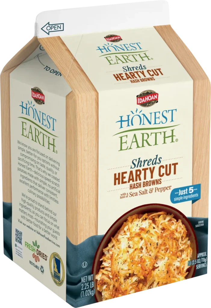 Honest Earth® Shreds Hearty Cut Hash Browns with a hint of Sea Salt & Pepper