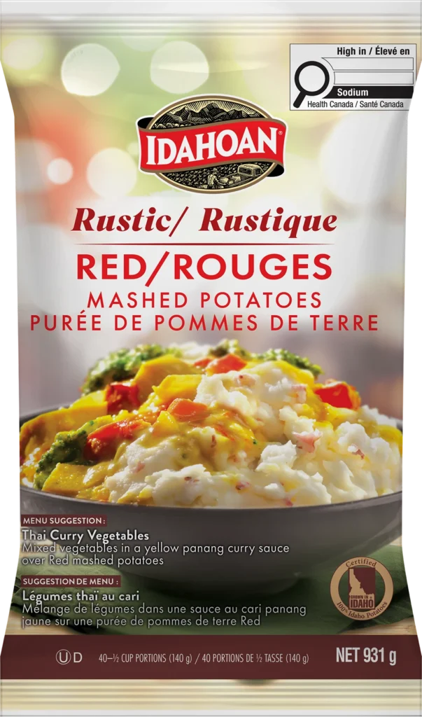 Idahoan® RUSTIC Baby Reds® Mashed Potatoes 8/32.85 oz. pchs (Dual-Language)